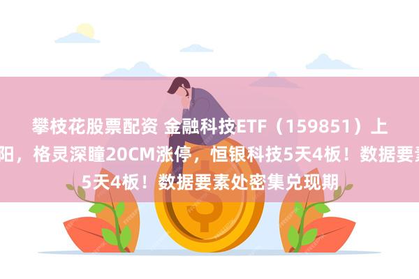 攀枝花股票配资 金融科技ETF（159851）上涨1%冲击三连阳，格灵深瞳20CM涨停，恒银科技5天4板！数据要素处密集兑现期