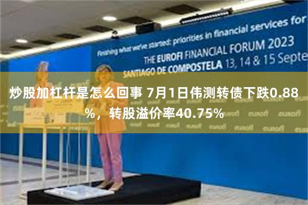 炒股加杠杆是怎么回事 7月1日伟测转债下跌0.88%，转股溢价率40.75%