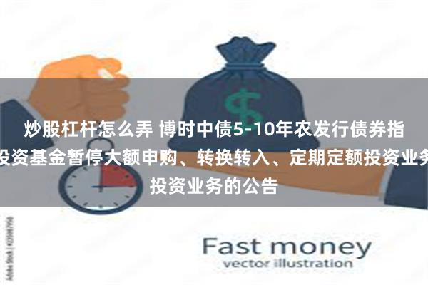 炒股杠杆怎么弄 博时中债5-10年农发行债券指数证券投资基金暂停大额申购、转换转入、定期定额投资业务的公告